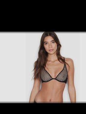 Victoria's Secret Sheer Black Starburst Mesh Triangle Bralette 34DDD